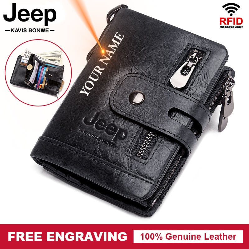 Free Engraving Cowhide Genuine Leather Men Wallet Coin Purse Mini Card Holder Chain PORTFOLIO Portomonee Male Walet Pocket Chain