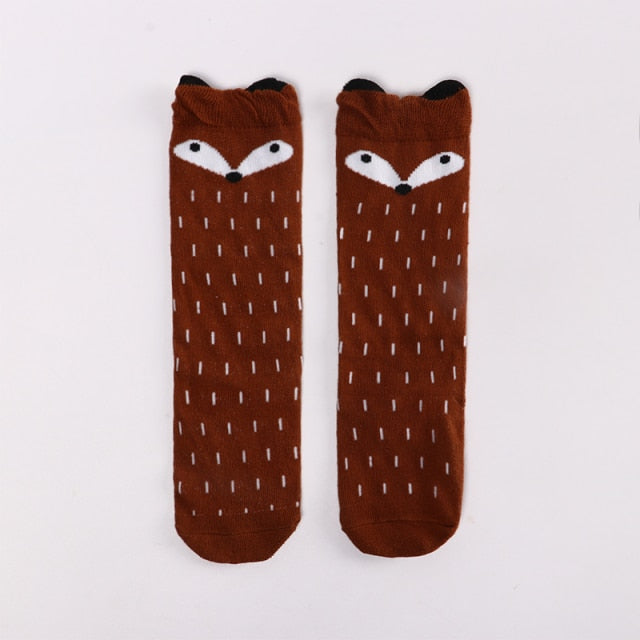 Free Shipping Baby Girls Leg Warmer Fox Cotton Cute Little Character Knee Socks Kid Clothing Unisex Toddler Boot Socks Cartoon