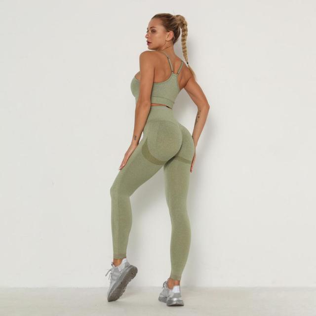 Women's Sets Skinny Tracksuit Breathable Bra Long Sleeve Top Seamless Outfits High Waist Push Up Leggings Gym Clothes Sport Suit