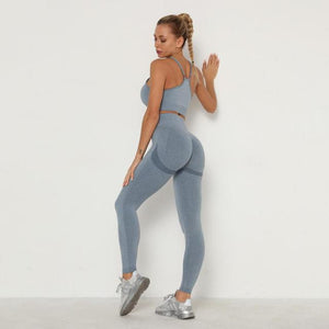 Women's Sets Skinny Tracksuit Breathable Bra Long Sleeve Top Seamless Outfits High Waist Push Up Leggings Gym Clothes Sport Suit