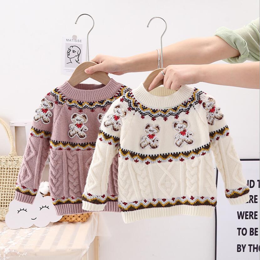 Winter baby boys girls fleece inside sweaters full sleeve O-neck knitted pullovers spring fall tops little kids clothes jacket