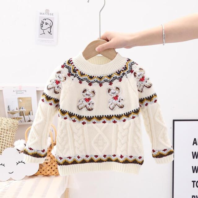 Winter baby boys girls fleece inside sweaters full sleeve O-neck knitted pullovers spring fall tops little kids clothes jacket