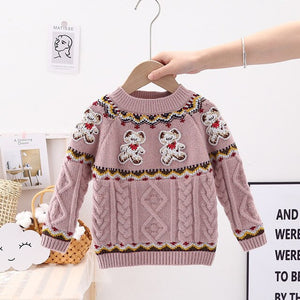 Winter baby boys girls fleece inside sweaters full sleeve O-neck knitted pullovers spring fall tops little kids clothes jacket