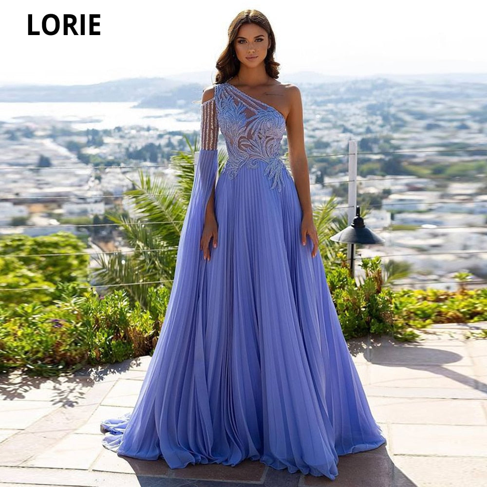 LORIE Lavender Long Prom Dresses 2022 One Shouler Sleeves Formal Robes De Soirée Vestidos Elegantes Para Mujer Vestidos De Noche