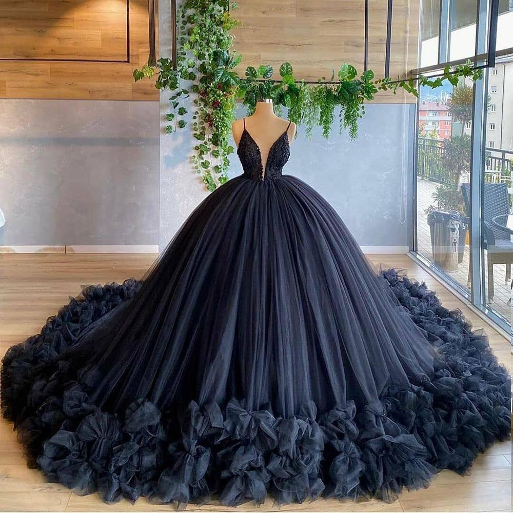 Sexy V Neck Tulle Ruffles Party Evening Dresses 2022 Purple Navy Blue Formal Prom Dress Gown Women Plus Size robe de soiree