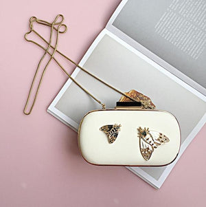 Fashion insect butterfly decoration pu leather retro party purse women&#39;s evening bag clutch bag female chain purs shoulder bag